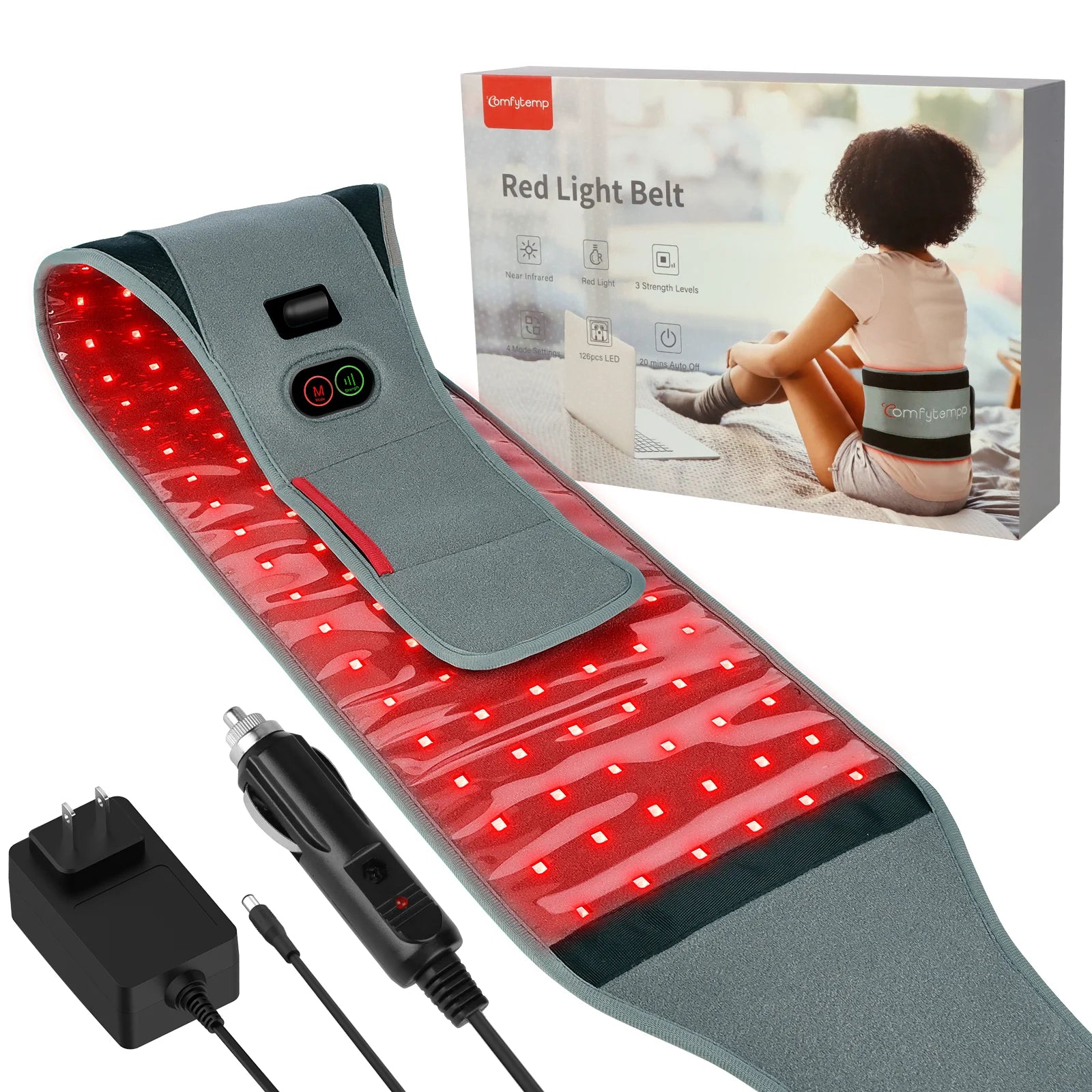 Red Light Therapy Belt, Infrared Red Light Therapy Device for Body Back Waist Muscle Pain Relief, Improve Joint Inflammation